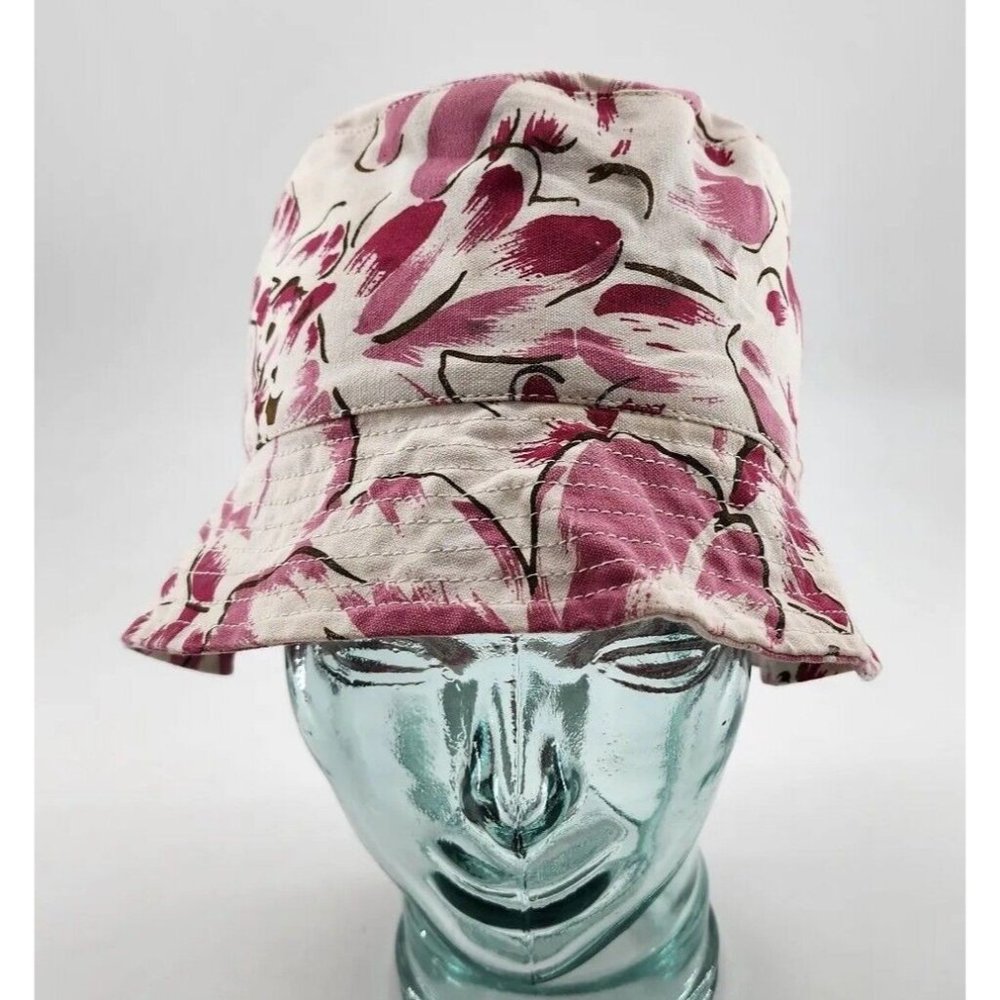 Graham Kandiah New York Women's Canvas Bucket Hat Pink Floral Cotton Size Medium